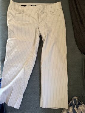 a.n.a Cream Pinstripe Cropped Dress Pants